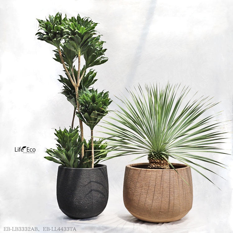 植木鉢 軽量大型 FRP製 リーヴァ ローバルーン アンティークブラック （黒） φ44cm×H33cm（15号）【送料F】