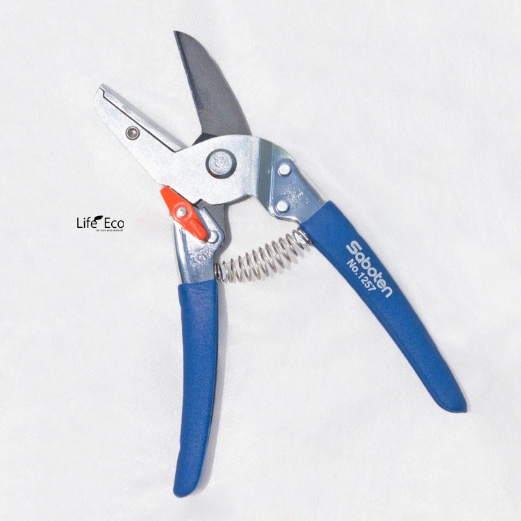 剪定鋏（ハサミ） 【アンビル型】楽×楽 ブルー（青） 205mm