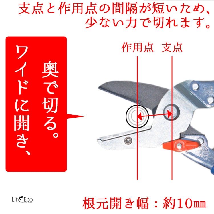 剪定鋏（ハサミ） 【アンビル型】楽×楽 ブルー（青） 205mm（フッ素