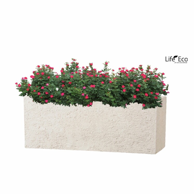 植木鉢 大型 軽量 新素材ポリストーンライト リガンデ プランター アイボリー（ホワイト 白）L80cm×W31cm×H31cm（27号）【送料G】