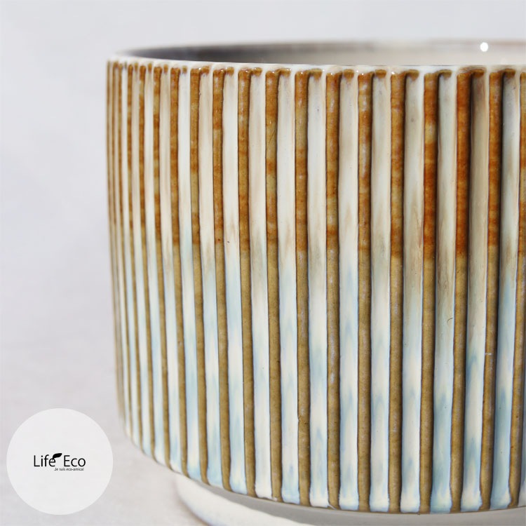 植木鉢 釉薬陶器製インテリアポット シエロ（CIELO） グラデーション（ホワイト・ブルー・ブラウン） φ16cm×H13cm（5号）【送料無料】