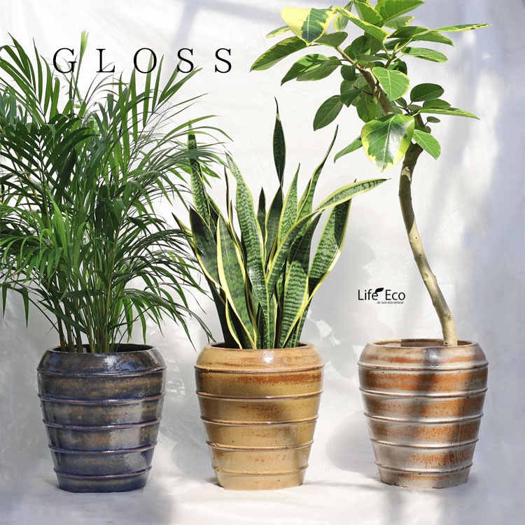 植木鉢 大型 釉薬陶器製 グロス（GLOSS） ジャー ホワイト（白） φ30cm×H34cm（10号・10寸）【送料F】