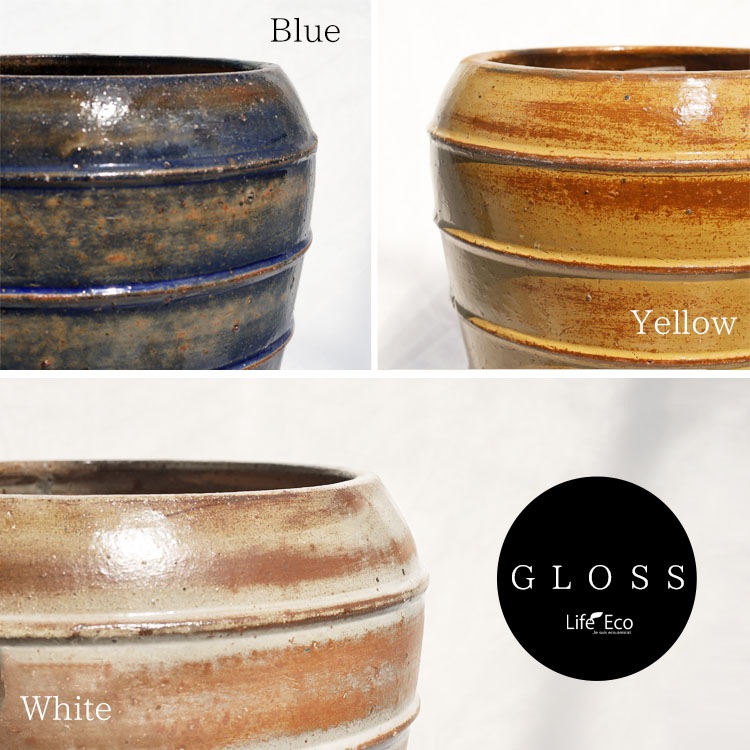 植木鉢 大型 釉薬陶器製 グロス（GLOSS） ジャー ホワイト（白） φ30cm×H34cm（10号・10寸）【送料F】