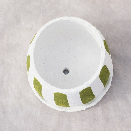 植木鉢 釉薬陶器製 インテリアポット ラウンド グリーンストライプ 緑 / 6号 6寸・φ17.5×H16.5cm【送料B】