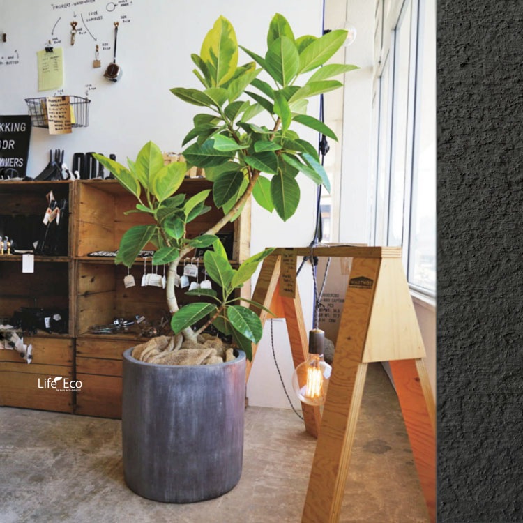 植木鉢 テラコッタ製（素焼き鉢） レイニー シリンダー ラウンド ダークグレー（灰）/ φ35cm×H35cm（12号）【送料E】