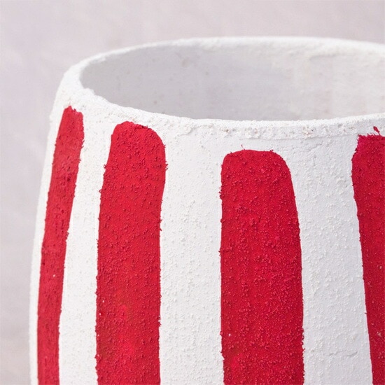 植木鉢 釉薬陶器製 インテリアポット ラウンド レッドストライプ 赤 / 6号 6寸・φ17.5×H16.5cm【送料B】