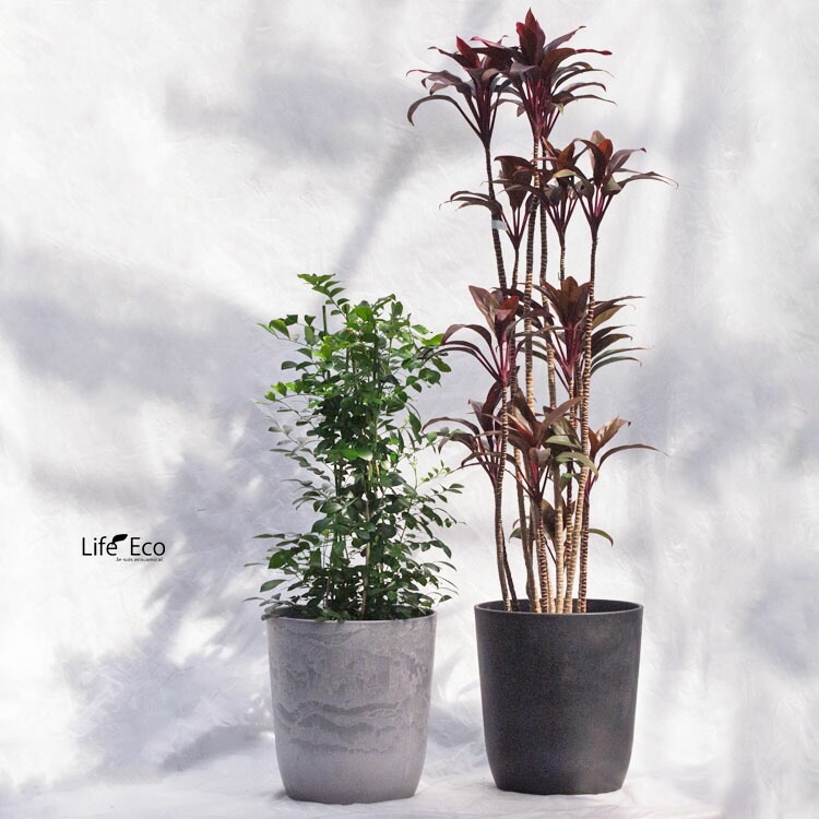 植木鉢（鉢カバー） 軽量 グライス ラウンド ブラック（黒）/ φ30cm×H32.3cm（10号）【送料E】