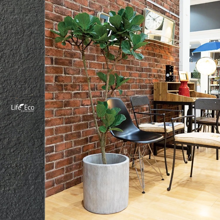 植木鉢 テラコッタ製（素焼き鉢） レイニー シリンダー ラウンド ライトグレー（灰）/ φ45cm×H45cm（15号）【送料G】