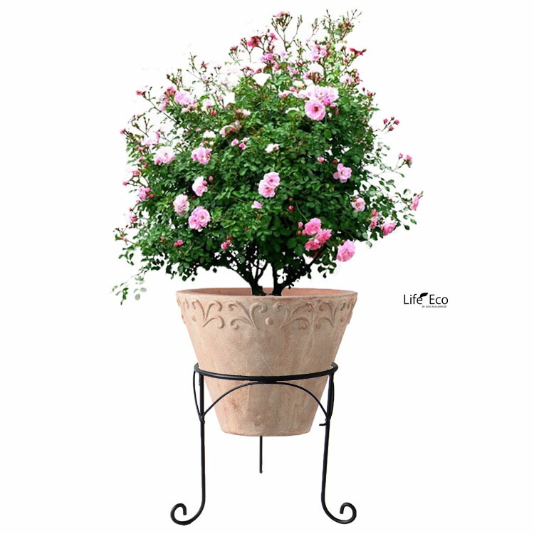 極太アイアンスタンド（ポットスタンド・鉢置台）ブラック 黒 φ40cm×45cmH（15号用）/ カルチベーター【送料F】