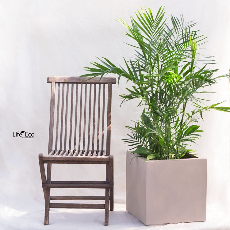 植木鉢 軽量大型 FRP製 BL チェルトンハム キューブ ベージュ / □50cm×H50cm（17号）【送料F】