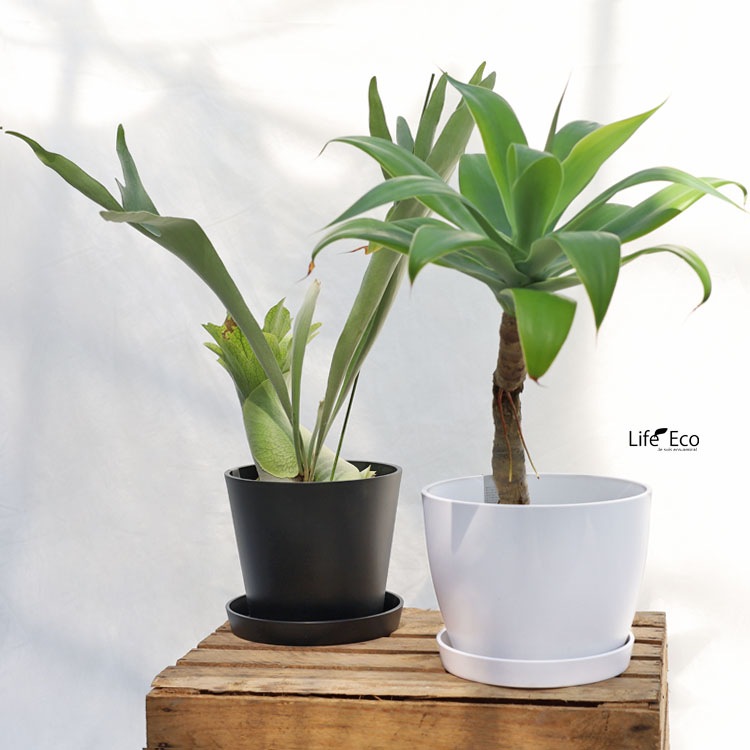 鉢カバー 樹脂製 ソウ（SAW） コニック ブラック（黒） φ17cm×H15cm（6号・6寸）【16個入】【送料E】