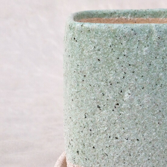 植木鉢 釉薬陶器製 インテリアポット キューブ ライトグリーン（緑） φ15cm×H18cm（5号）【送料B】