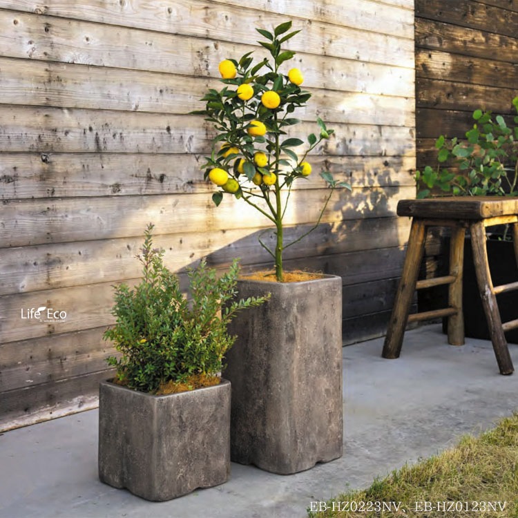 植木鉢 テラコッタ製 ハウズ（HOUZ） スクエアー（キューブ） アンティークアンバー（ダークベージュ） / □23cm×H23cm（8号）【送料E】