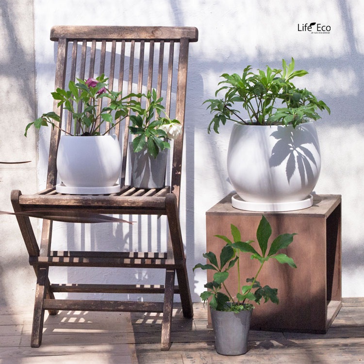 植木鉢【数量限定】釉薬陶器製インテリアポット COCOムーンL マットホワイト（白・艶無し）φ28cm×H24cm（9号・9寸）【送料D】