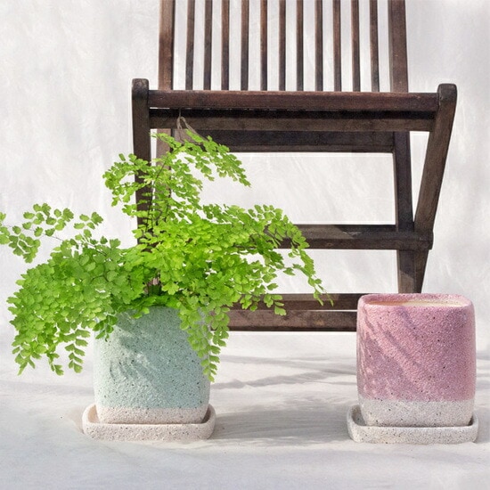植木鉢 釉薬陶器製 インテリアポット キューブ ピンク（桃色