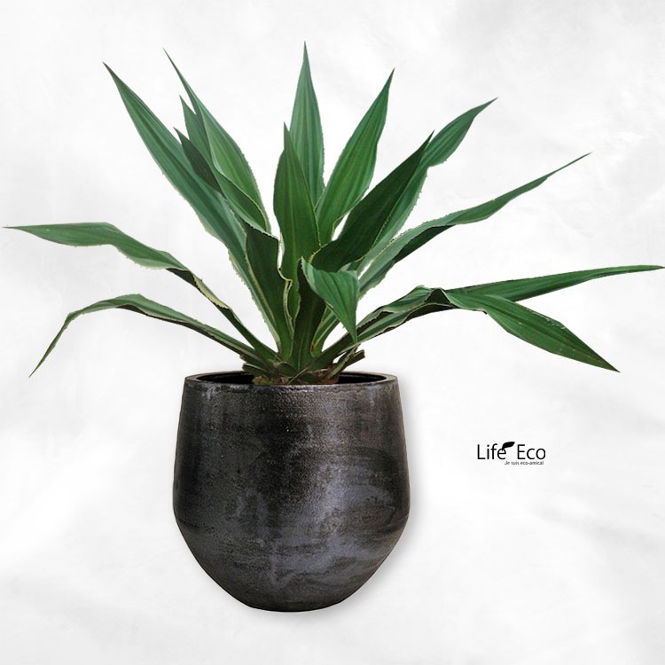 植木鉢 釉薬陶器製 大型 ライスター エッグ ブラック（黒） φ55cm×H49.5cm（18号）【パレット配送・送料お見積り】