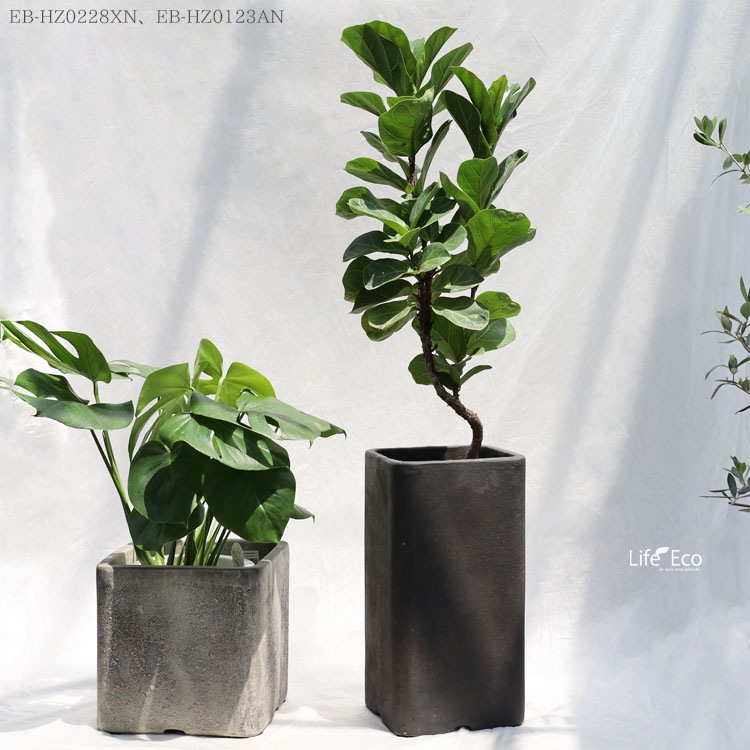 植木鉢 テラコッタ製 ハウズ（HOUZ） スクエアー（キューブ） アンティークアンバー（ダークベージュ） / □28cm×H28cm（9号）【送料E】