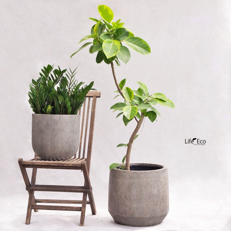 植木鉢 大型 ファイバーセメント製 ベルベット Uポット グレーウォッシュ / φ33cm×H31cm（11号）【送料E】