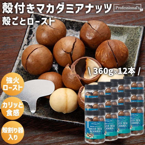 《12本セット》手摘み完熟 殻付きマカダミアナッツ ベトナム産 【360g】※12本セットで2,135円お得！