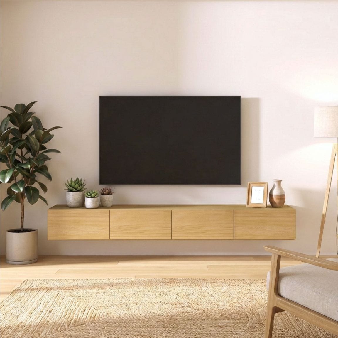 フロートテレビボード 幅180cm 奥行36cm リモコン操作可能 同色仕上げ