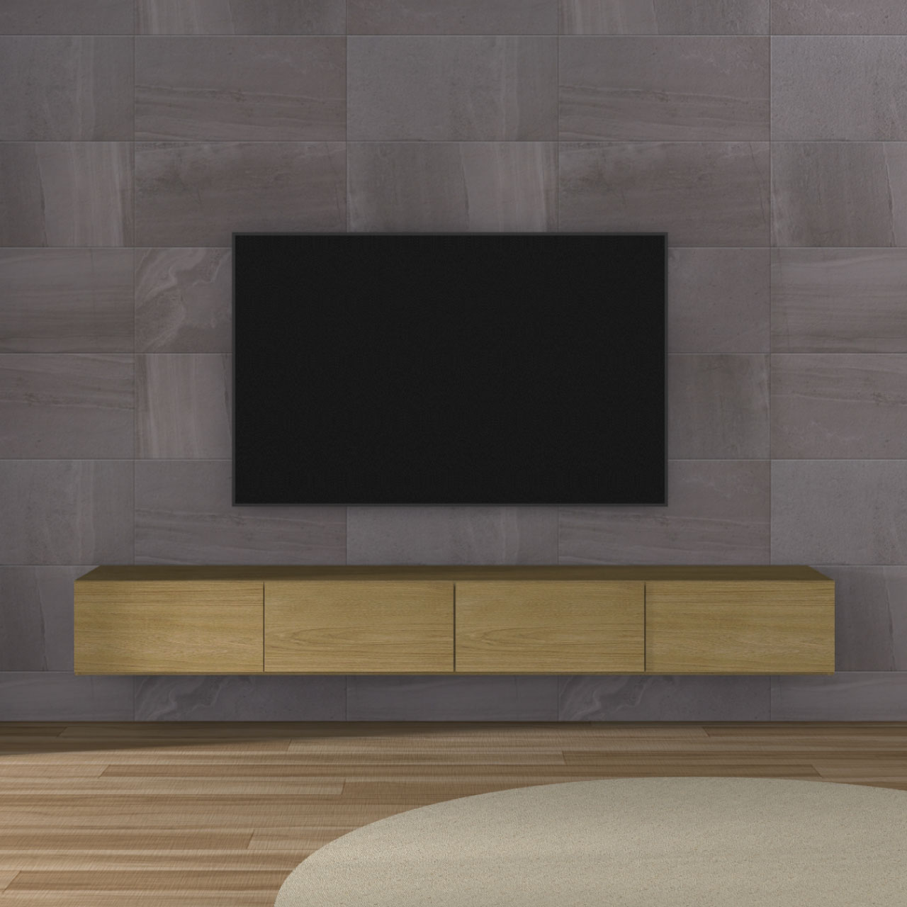 フロートテレビボード 幅200cm 奥行36cm リモコン操作可能 同色仕上げガラスフラップ扉 壁掛け ラスティックオーク色 MA-200FS9RO