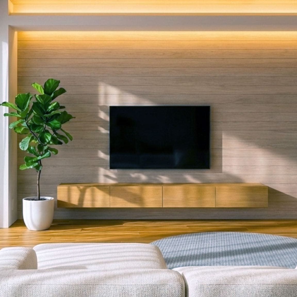 フロートテレビボード 幅150cm 奥行36cm リモコン操作可能 同色仕上げ