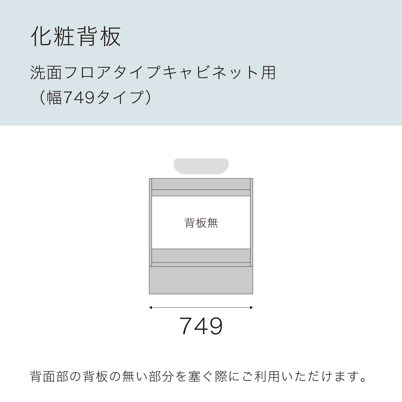化粧背板 洗面フロアキャビネット 幅75cm用 MA-OP75QS