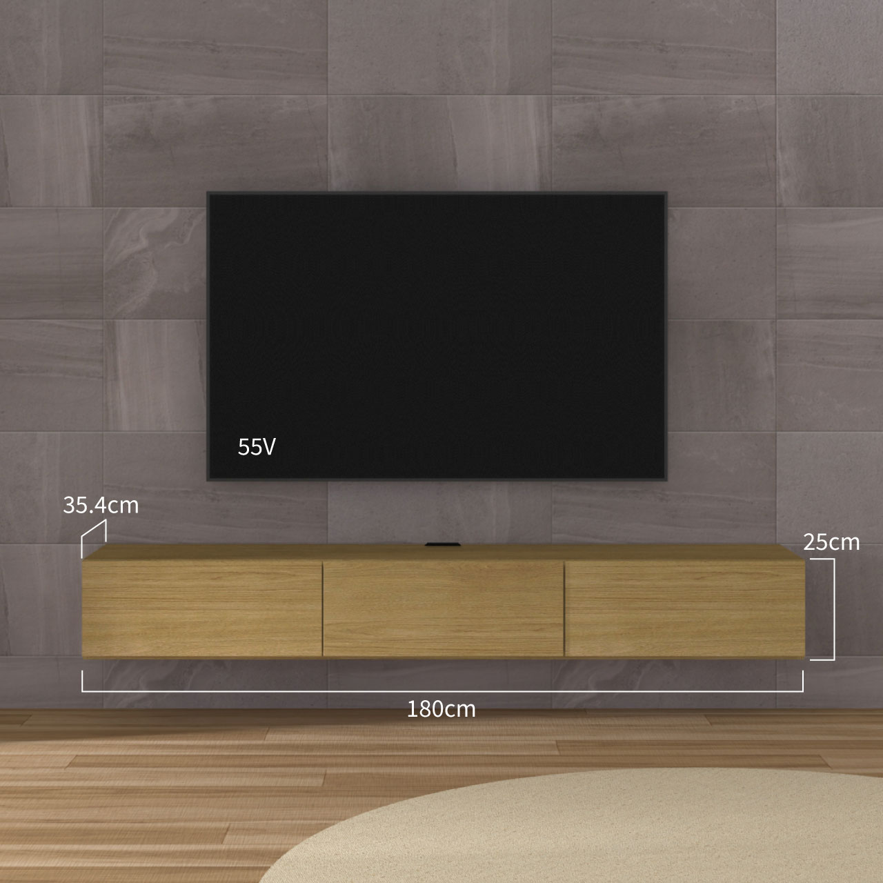 フロートテレビボード 幅180cm 奥行36cm リモコン操作可能 同色仕上げ