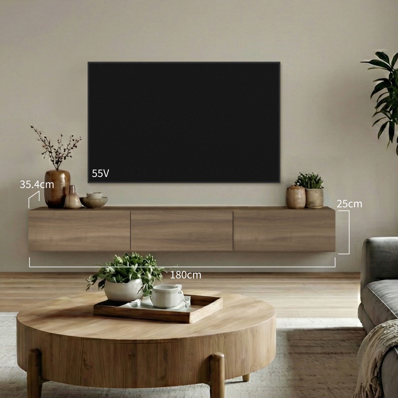 テレビ台　テレビボード フロートテレビボード 幅180cm 奥行36cm リモコン操作可能 同色仕上げ