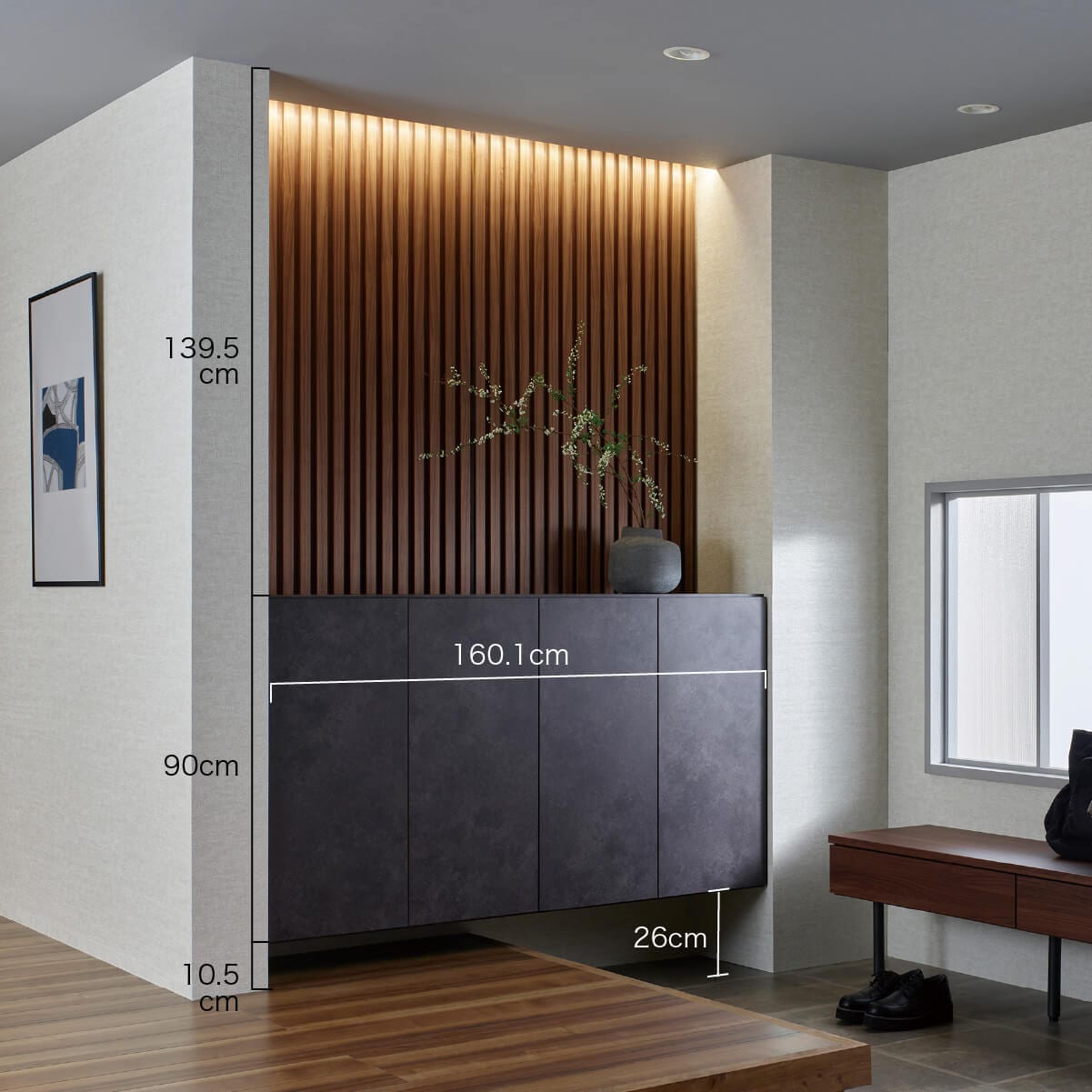 玄関収納 下駄箱 シューズボックス 靴収納 ウォールパネル 内装用 壁 リブ材 ウッドパネル MA-RIBPANEL-CASE12