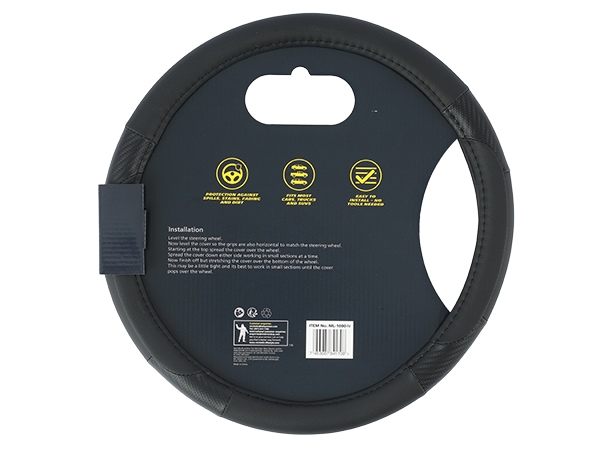 MICHELIN 正規品 ステアリング ホイール カバー ハンドルカバー ブラック 切り返しデザイン 36.8-39.4 cm ミシュラン