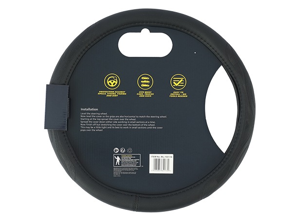MICHELIN 正規品 ステアリング ホイール カバー ハンドルカバー ブラック 型押しデザイン 36.8-39.4 cm ミシュラン