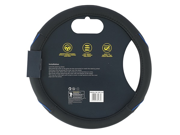 MICHELIN 正規品 ステアリング ホイール カバー ハンドルカバー ネイビー パイピングデザイン 36.8-39.4 cm ミシュラン