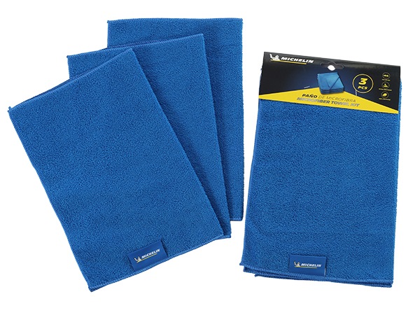 MICHELIN 正規品 マイクロファイバークロス3枚セット ブルー 30cm x 40cm 多目的クロス 洗車 埃取り
