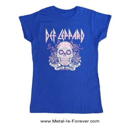 Def Leppard デフ・レパード　2002年　来日時　XツアーTシャツ　青 DEF LEPPARD (デフ・レパード) Pour Some Sugar on Me Skull Tour 2019