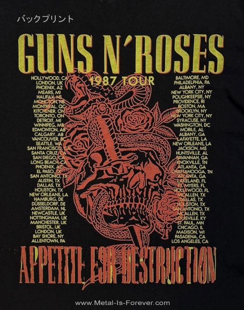 GUNS N' ROSES (���󥺡�����ɡ���������) Skeleton 1987 Tour �֥�����ȥ�1987ǯ�ĥ����� T�����