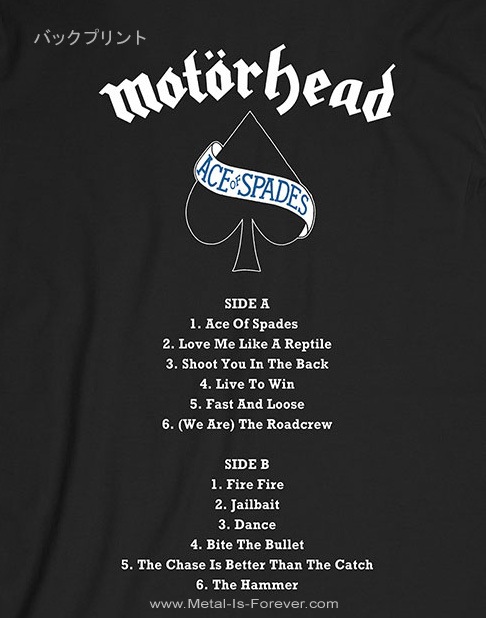 MOTORHEAD (�⡼�����إå�) ACE OF SPADES �֥����������֡����ڡ����� �ȥ�å��ꥹ�� �ԥ����
