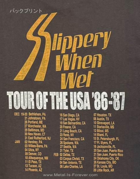 BON JOVI (�ܥ󡦥������) Slippery When Wet �֥磻��ɡ����󡦥������ȥ꡼�ġ� Tour '86-'87 T����ġʥ��㥳���롦���졼��