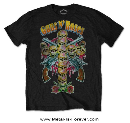 新品:ガンズ・アンド・ローゼズ「レアデザイン■イラストTシャツ」アクセル/スカル GUNS N' ROSES -ガンズ・アンド・ローゼズ- SKULL CROSS 80S
