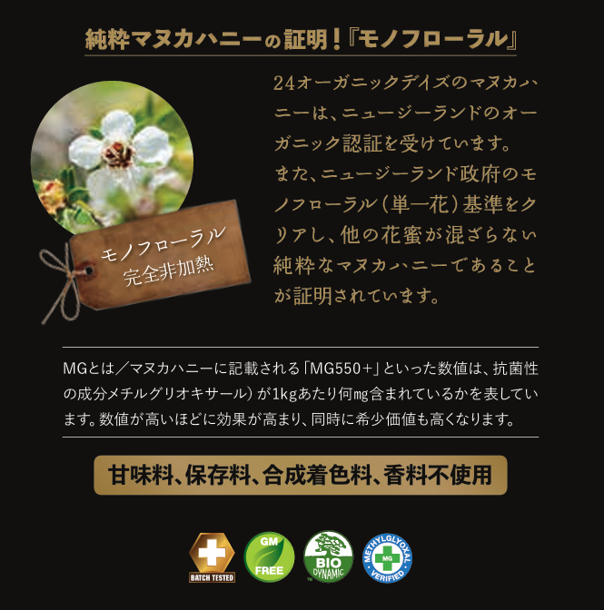 Woodland‘s オーガニック 生マヌカハニー MG50+ 250g 2個 マヌカハニー】オーガニック マヌカハニー MG550+ < 24