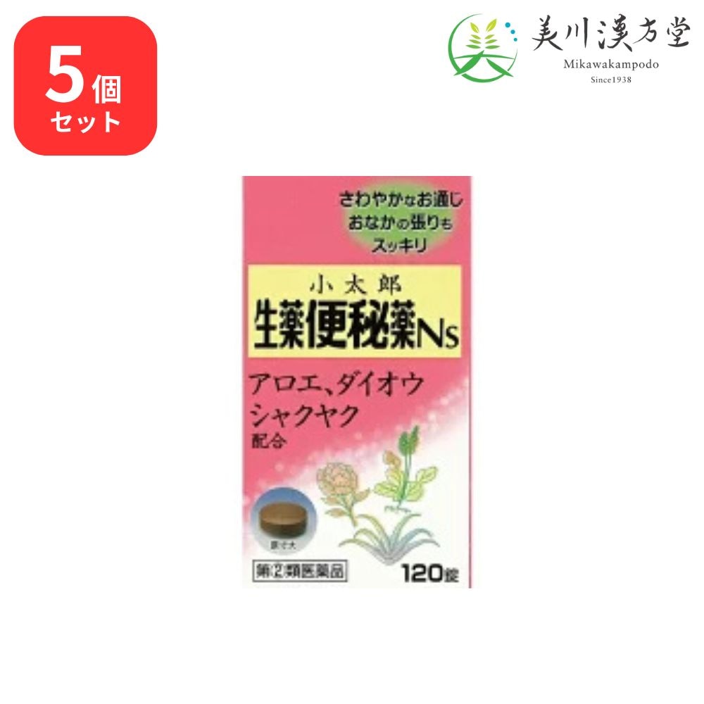 【5個セット】 【指定第2類医薬品】 小太郎漢方の生薬 便秘薬NS 120錠 コタロー 小太郎漢方 便秘 肌あれ 吹出物 食欲不振 食欲減退 腹部膨満 腸内異常醗酵 頭重 のぼせ 痔