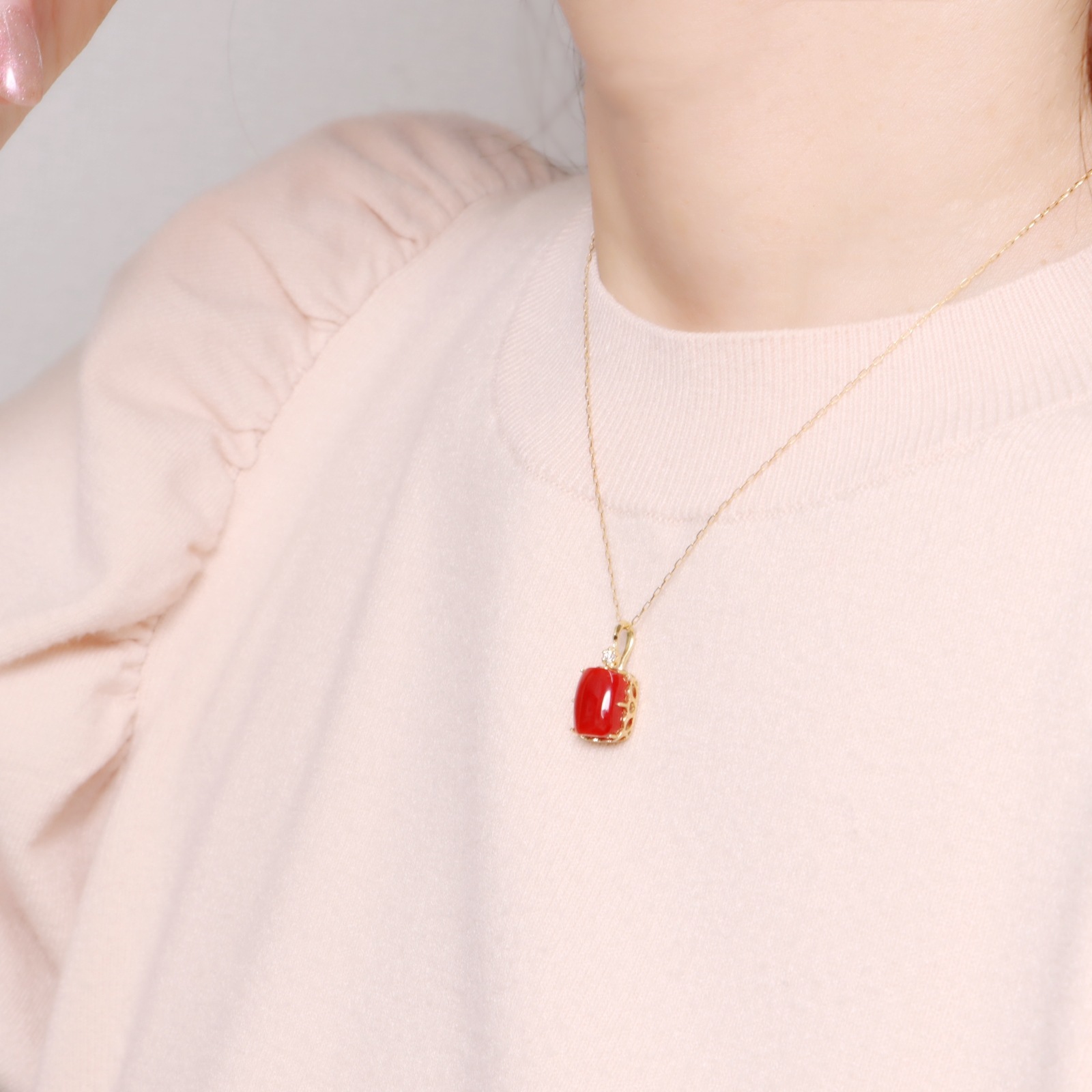 MCN-019 K18 血赤珊瑚 ネックレス 蝶々 MCN-019 K18 血赤珊瑚 ネックレス 蝶々 【公式通販】