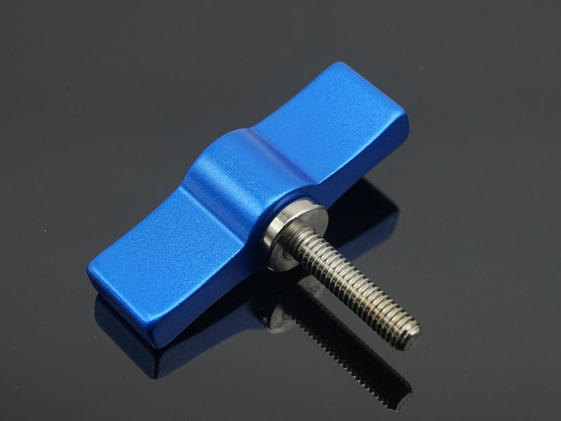 T字型クランプレバーねじ(レバー角度調節可能) （M4x17mm） 青