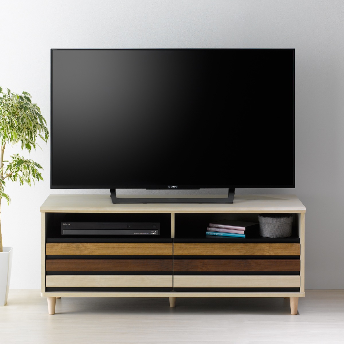 ダークブラウン 木製 テレビ台 引き出し付き モダン テレビ台