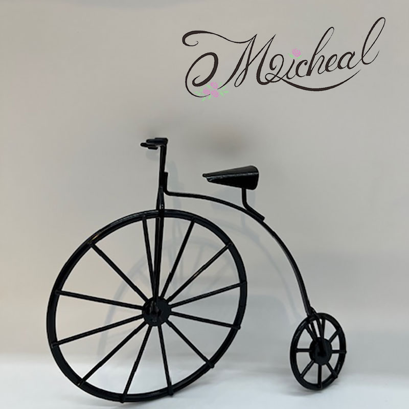 ミニチュア自転車 金属製 シルバー/ブラック オフィスやリビングでサイクリング気分「ミニチュアクロック