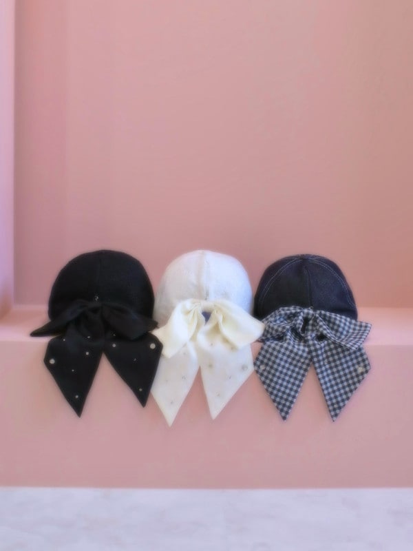 エムミーエメ 3way ribbon cap アイボリー M me eme 3way ribbon