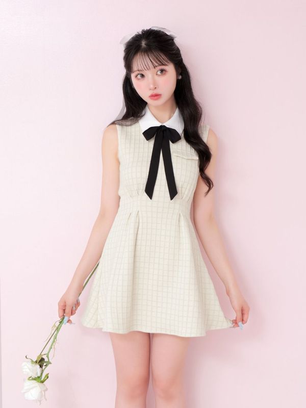 ワンピース Sehis Ribbon Halter Mini One Piece M me eme/【summer SALE】Helter neck ribbon mini onepiece