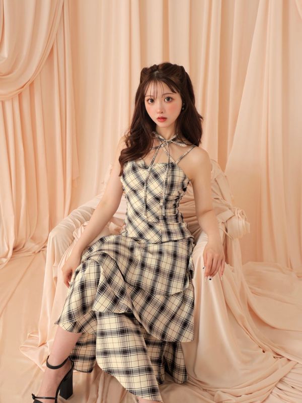エムミーエメ mmeeme ギンガムチェック アンサンブル ロング ワンピース M me eme／【Pre Order】Check ensemble long onepiece【9月中旬