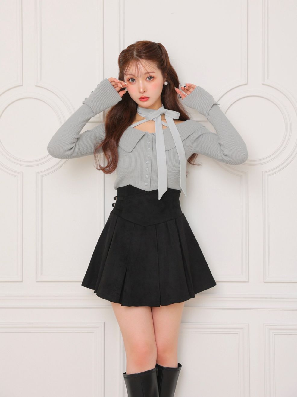 スカート m me eme Lameribbon trapizoid miniskirt M me eme／Lame ribbon trapizoid mini skirt (eme10370) | All