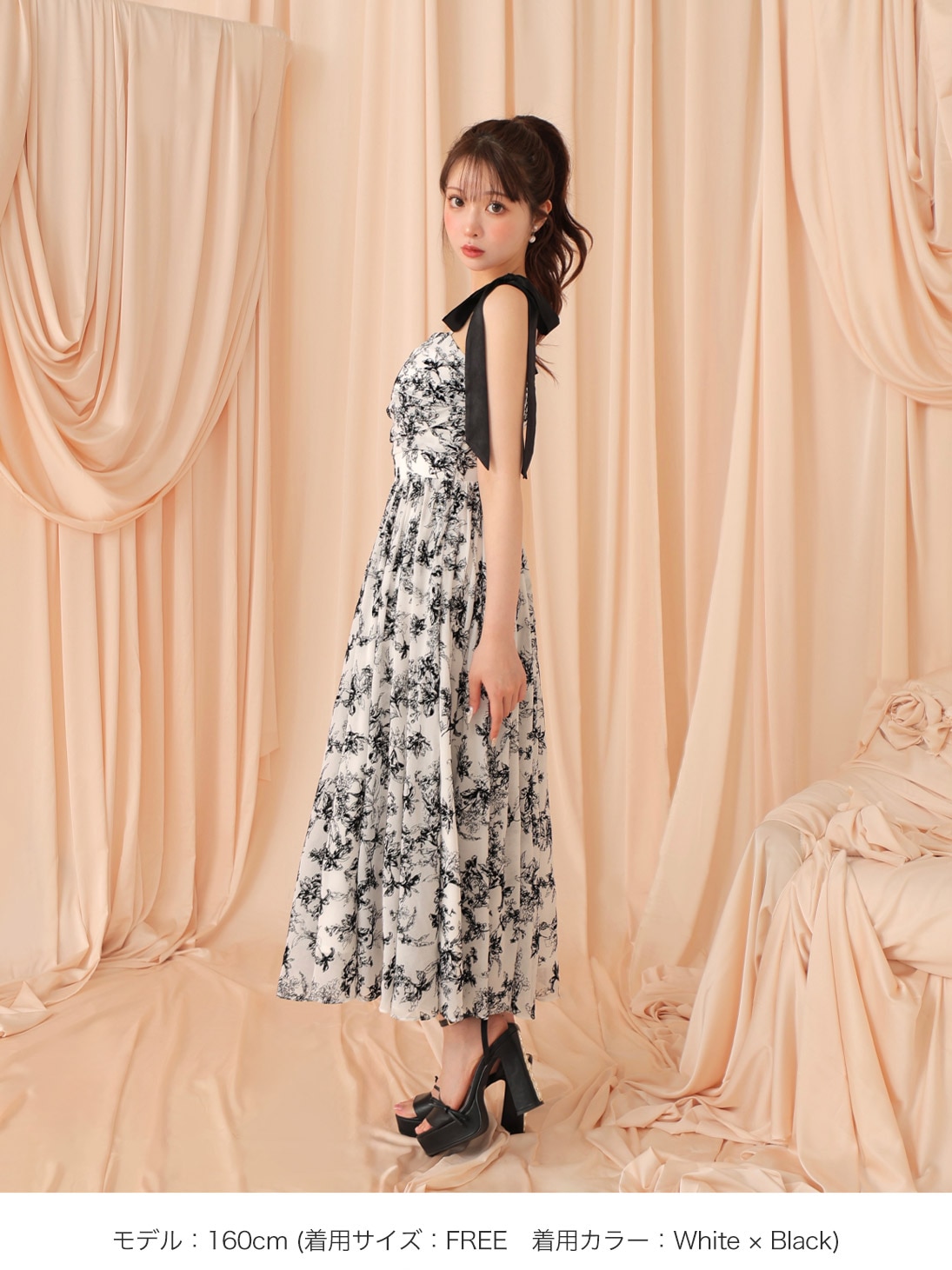 M me eme／【Pre Order】Flocky flower long onepiece【8月中旬